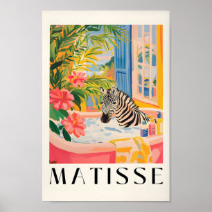 Póster Zebra En Bañera Funny Poster, Baño Pared Art,