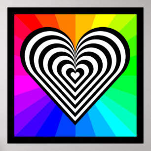 PÓSTER ZEBRA HEART RAINBOW PATTERN