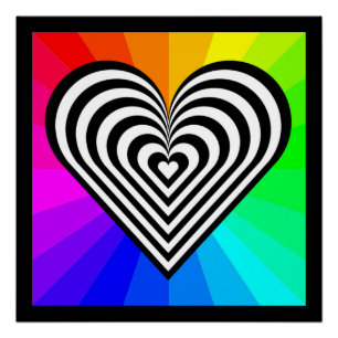 PÓSTER ZEBRA HEART RAINBOW PATTERN