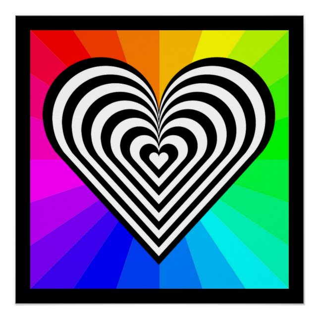 PÓSTER ZEBRA HEART RAINBOW PATTERN (Anverso)