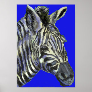 Póster zebra in blue -  poster