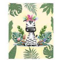 Zebra Jungle Safari hojas exóticas de palma