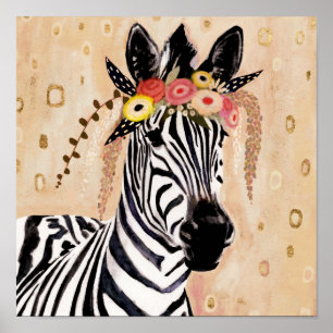 Póster Zebra Klimt  Corona De Flores