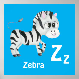 Póster Zebra personalizar ABC: Letra Z - Añadir tu nombre