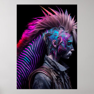 Póster Zebra Pink Bird Mohawk - Weirdcore Rainbow