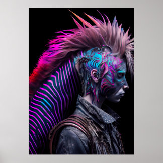 Póster Zebra Pink Bird Mohawk - Weirdcore Rainbow