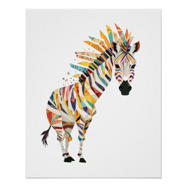 Póster Zebra Playous Adorable Fun Animal Colorful Joyful (Anverso)