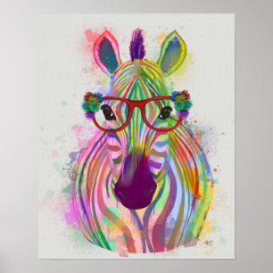 Póster Zebra Rainbow Splash