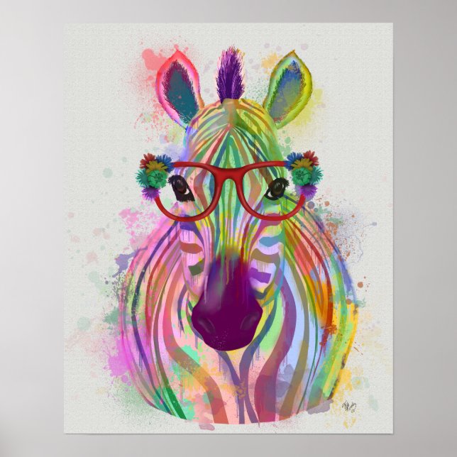 Póster Zebra Rainbow Splash (Frente)