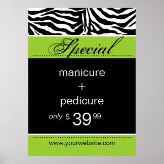 Póster Zebra Salon Spa Poster Trendy Lime Green