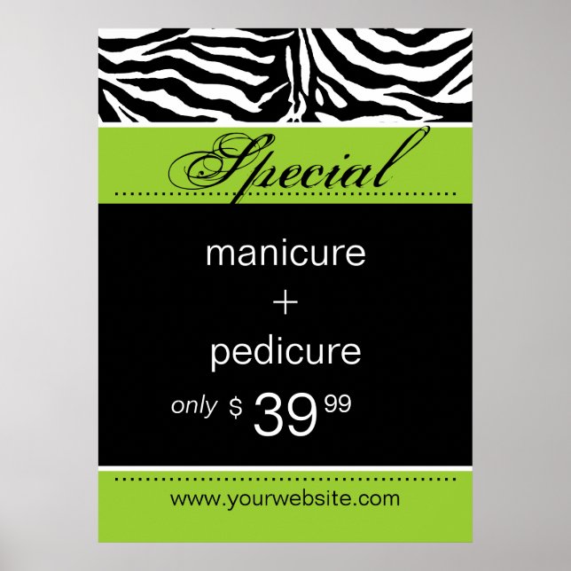 Póster Zebra Salon Spa Poster Trendy Lime Green (Frente)