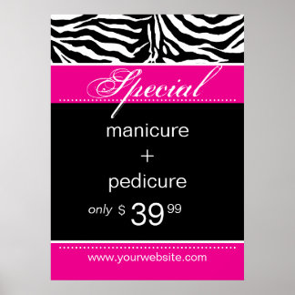 Póster Zebra Salon Spa Poster Trendy Pink
