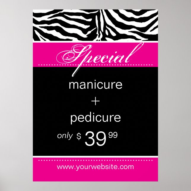 Póster Zebra Salon Spa Poster Trendy Pink (Frente)