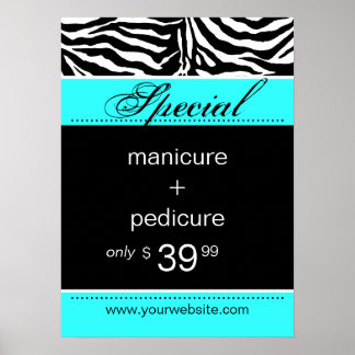 Póster Zebra Salon Spa Poster Trendy Turquoise Blue