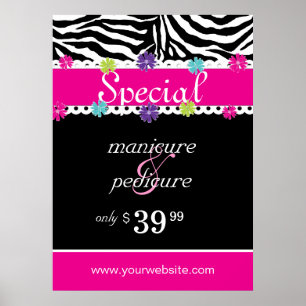 Póster Zebra Salon Spa Trendy Daisy Rosa Spring Sale