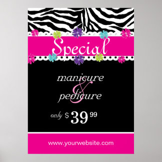 Póster Zebra Salon Spa Trendy Daisy Rosa Spring Sale