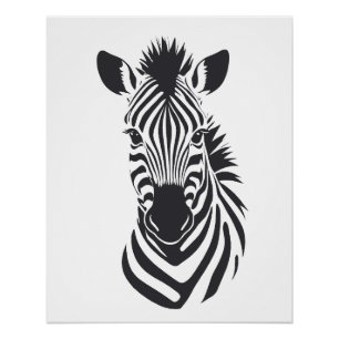 Póster Zebra Vector Arte Animal Moderno Ciudad Urbana Grá