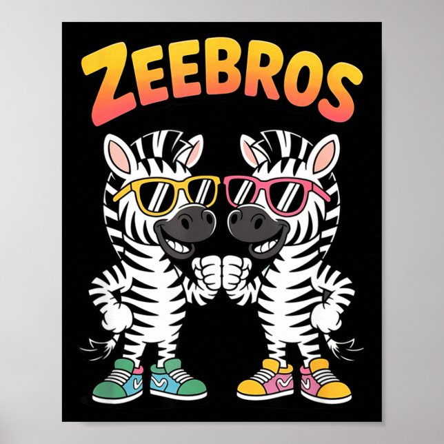 Póster Zeebros Cute Zebra Duo Design For Zebros Lovers  (Frente)