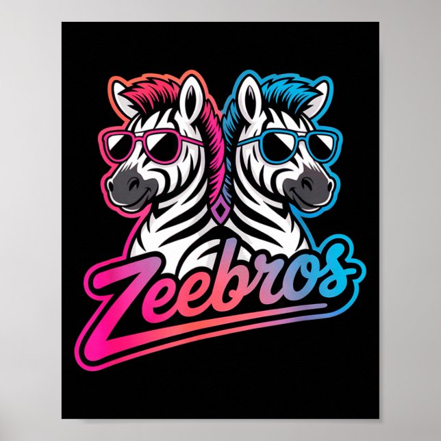 Póster Zeebros Cute Zebra Duo Design For Zebros Lovers  (Frente)
