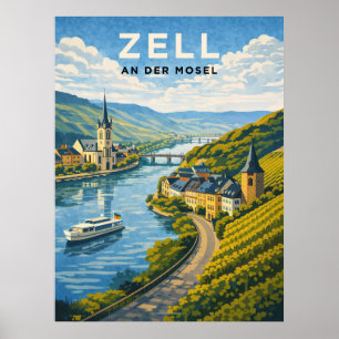 Póster Zell Alemania Viajes Antiguos