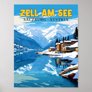 Póster Zell Am See Austria ilustracion de viajes vintage