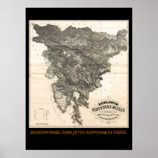 Póster Zemljovid Slovenske dezele en pokrajin