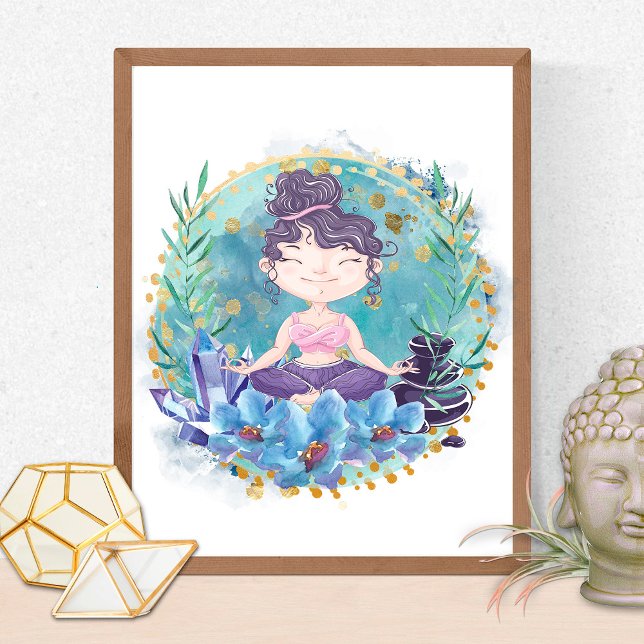 Póster Zen Chica Yoga Spa Roca Flores Cristales Espiritua (Subido por el creador)