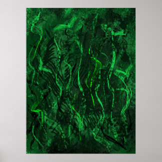 Póster Zen Green Tunes Calming Abstract Wall Art Poster