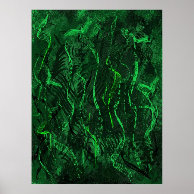 Póster Zen Green Tunes Calming Abstract Wall Art Poster (Frente)