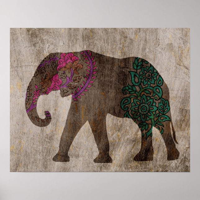 Póster Zen Tribal Asian Elephant (Frente)