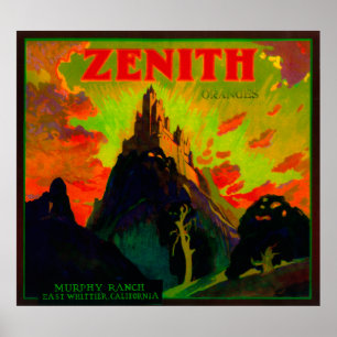 Póster Zenit LabelWhittier anaranjado, CA