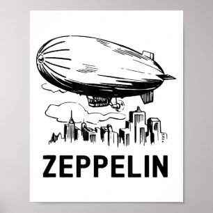 Póster Zepelín Retro Vintage - Boceto de Dirigible
