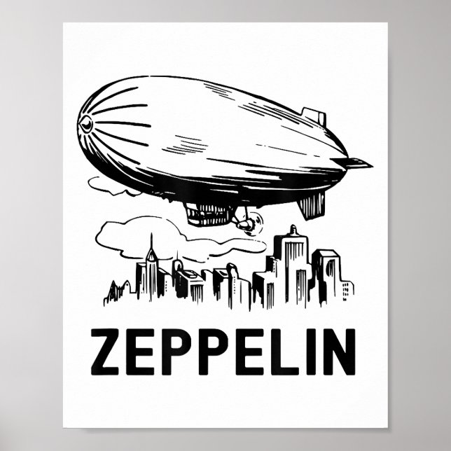 Póster Zepelín Retro Vintage - Boceto de Dirigible (Frente)