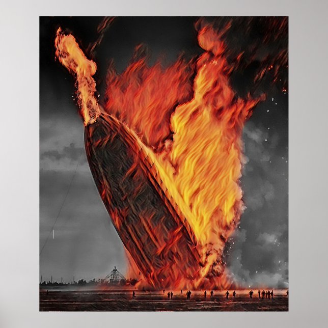 Póster Zeppelin Airship Hindenburg Disaster Colorized  (Frente)
