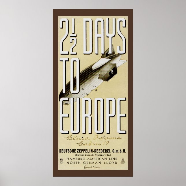 Póster Zeppelin Hindenburg Vintage Poster (Frente)
