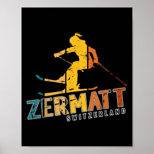 Póster Zermatt Alpes suizos esquí alpino Suiza Monte