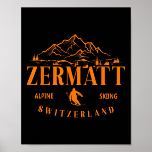 Póster Zermatt Alpes suizos esquí alpino Suiza Monte
