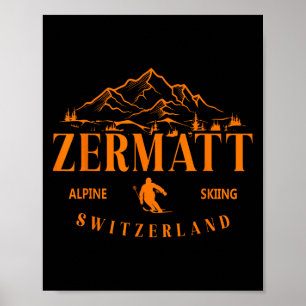 Póster Zermatt Alpes suizos esquí alpino Suiza Monte
