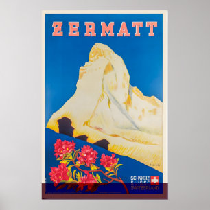 Póster Zermatt Alpes suizos Suisse Suiza Esquí vintage