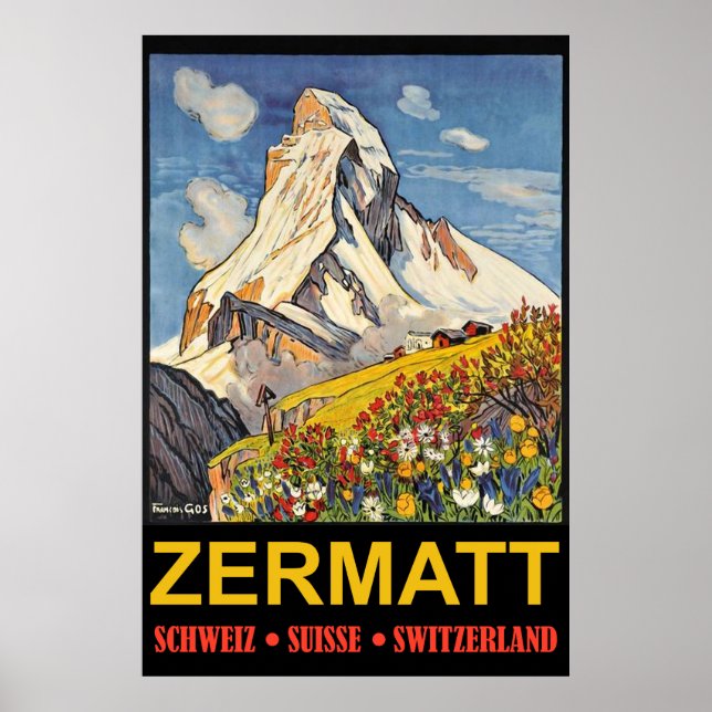 Póster Zermatt, cima de la montaña, viajes de cosecha en  (Frente)