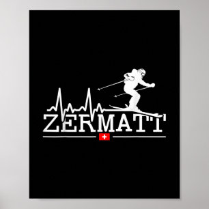 Póster Zermatt Heartbeat Alpine Skiine Swiss Alps Switzer