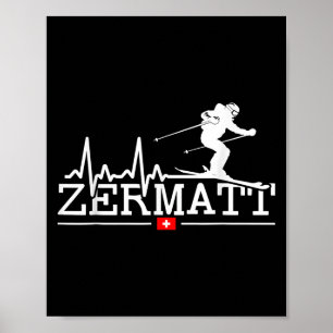 Póster Zermatt Latido Cardiaco Esquí Alpino Alpes Suizos