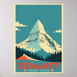 Póster Zermatt, Matterhorn, Suiza, Poster de esquí
