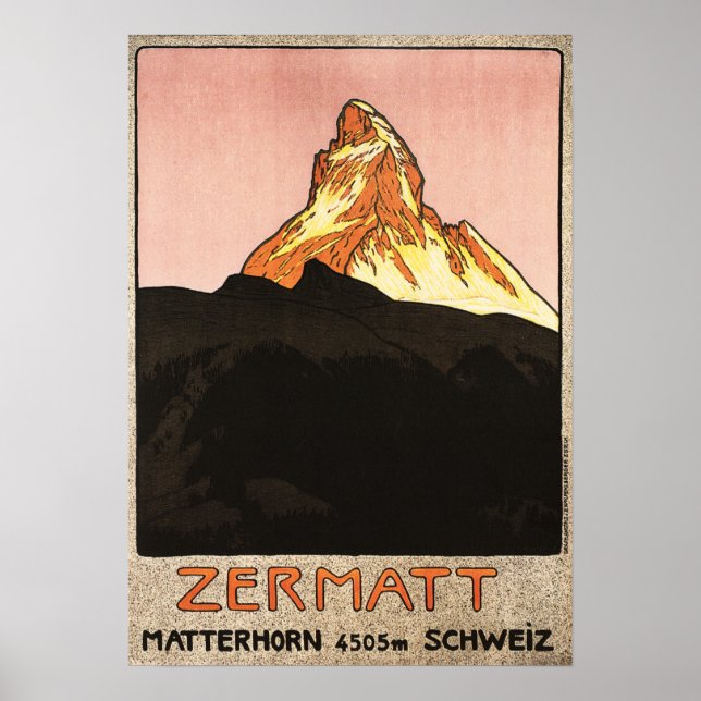 Póster ZERMATT Matterhorn Suiza Vacaciones de senderismo (Frente)