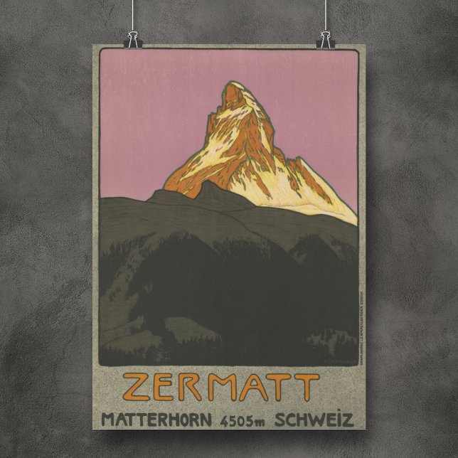 Póster Zermatt Matterhorn Vintage Suiza (Zermatt Matterhorn Vintage Switzerland Vintage Ski Poster perfect gift for ski lovers and vintage)