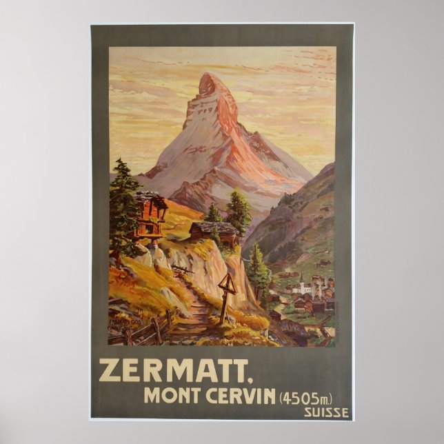 Póster Zermatt, Mont Cervin, Suiza, Poster de esquí (Frente)