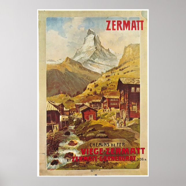 Póster Zermatt Schweiz Suiza Gornergratbahn (Frente)