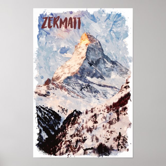 Póster Zermatt Suiza Alpes (Frente)