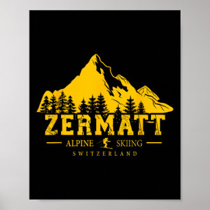 Póster Zermatt Suiza Estación de Esquí Esquí Alpino Suizo