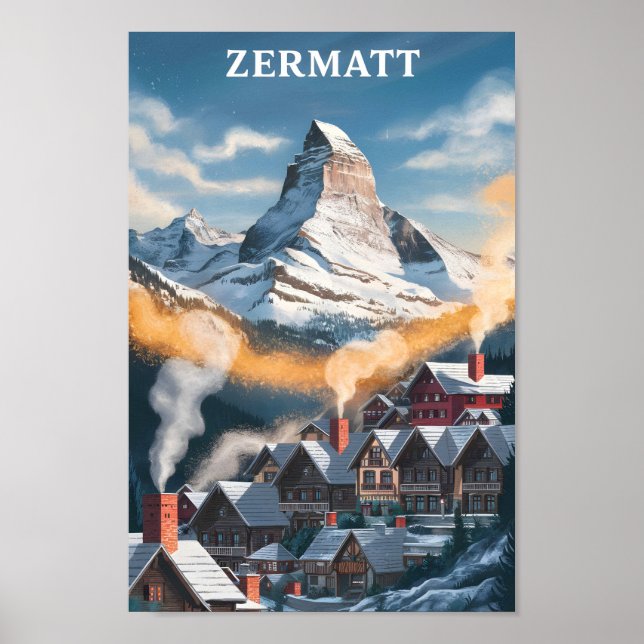 Póster Zermatt Suiza Famoso lugar de viaje (Frente)